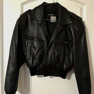 Michael Hoban North Beach leather BLACK sexy bomber jacket